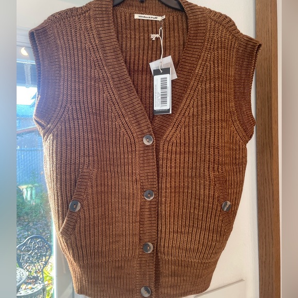 Misha And Puff Sweaters - NWT Misha and Puff Wool Fisher Rib Vest in Acorn